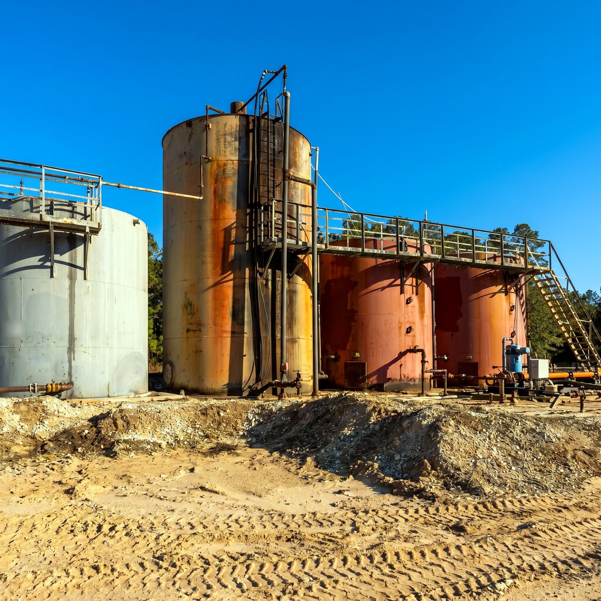 The tank battery on site, South Texas