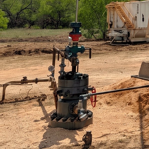 A wellhead on site, South Texas